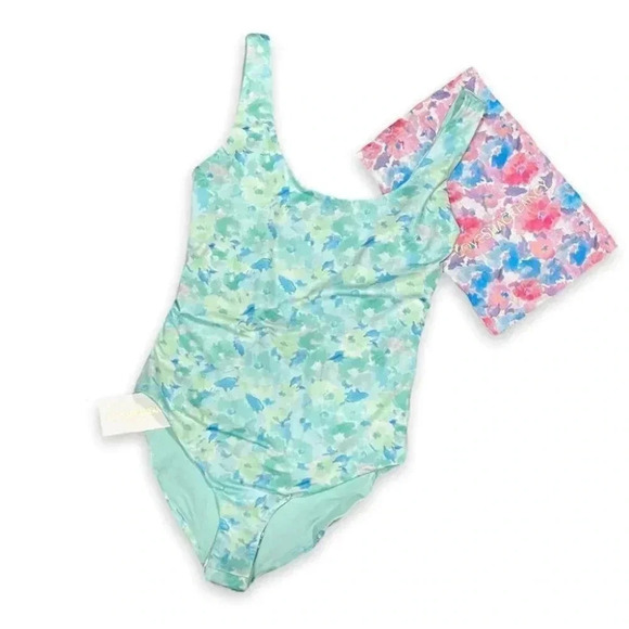 NWT LoveShackFancy Freya Floral One-Piece Mint Pastel Green Swimsuit Size: XS - Picture 3 of 11